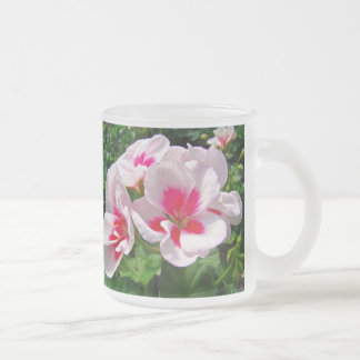 Taza De Cristal Esmerilado Floral de geranio rosa y rojo