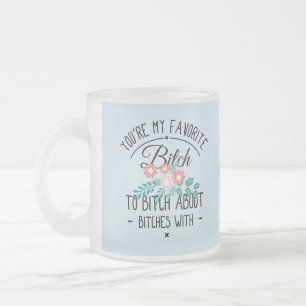 Taza De Cristal Esmerilado Floral hoja-usted es mi favorito - café divertido