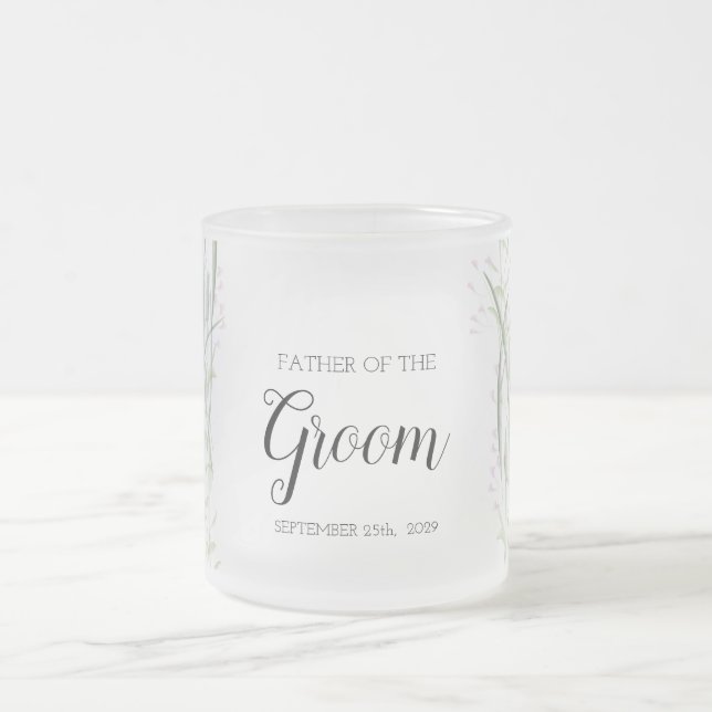 Taza De Cristal Esmerilado Floral rosa Boda delgado padre de Groom Mug (Centro)