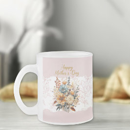 Taza De Cristal Esmerilado Floral rosa en el día de la madre