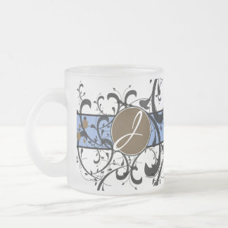 Taza De Cristal Esmerilado Florecimiento de la Fancy Personalizada Monogramad