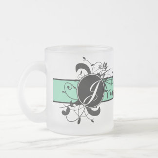 Taza De Cristal Esmerilado Florecimiento de la Fancy Personalizada Monogramad