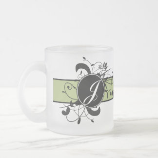 Taza De Cristal Esmerilado Florecimiento de la Fancy Personalizada Monogramad