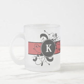 Taza De Cristal Esmerilado Florecimiento de la Fancy Personalizada Monogramad
