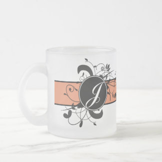 Taza De Cristal Esmerilado Florecimiento de la Fancy Personalizada Monogramad