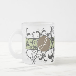 Taza De Cristal Esmerilado Florecimiento de la Fancy Personalizada Monogramad