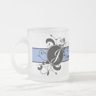 Taza De Cristal Esmerilado Florecimiento de la Fancy Personalizada Monogramad