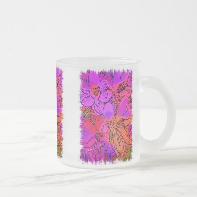 TAZA DE CRISTAL ESMERILADO FLORES (Derecha)