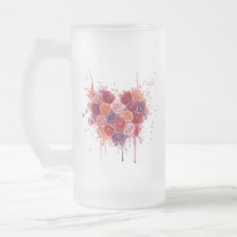 Taza De Cristal Esmerilado Flores