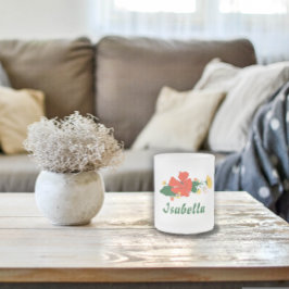 Taza De Cristal Esmerilado Flores amarillas de hojas verdes