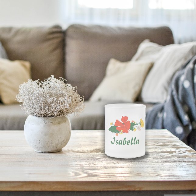 Taza De Cristal Esmerilado Flores amarillas de hojas verdes (Subido por el creador)