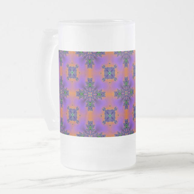 Taza De Cristal Esmerilado Flores artdeco en estilo retro (Anverso izquierdo)