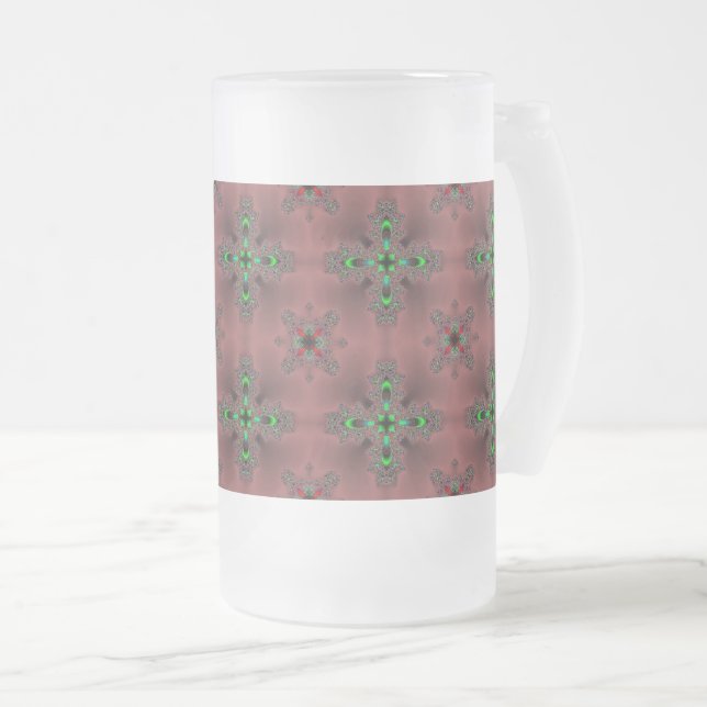 Taza De Cristal Esmerilado Flores artdeco en estilo retro (Anverso derecho)