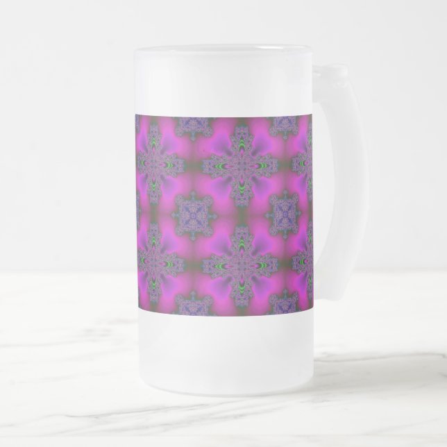 Taza De Cristal Esmerilado Flores artdeco en estilo retro (Anverso derecho)