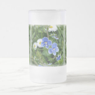 Taza De Cristal Esmerilado flores azules minúsculas