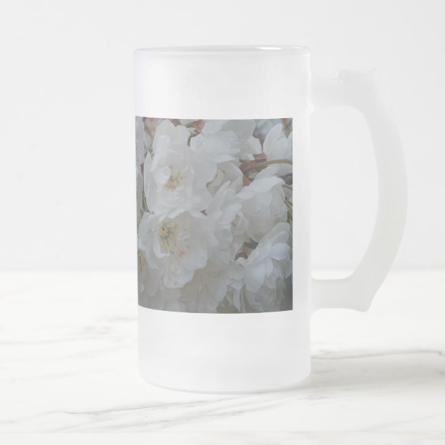 Taza De Cristal Esmerilado Flores blancas (Derecha)