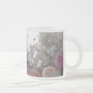 Taza De Cristal Esmerilado Flores Boda Favor Mug