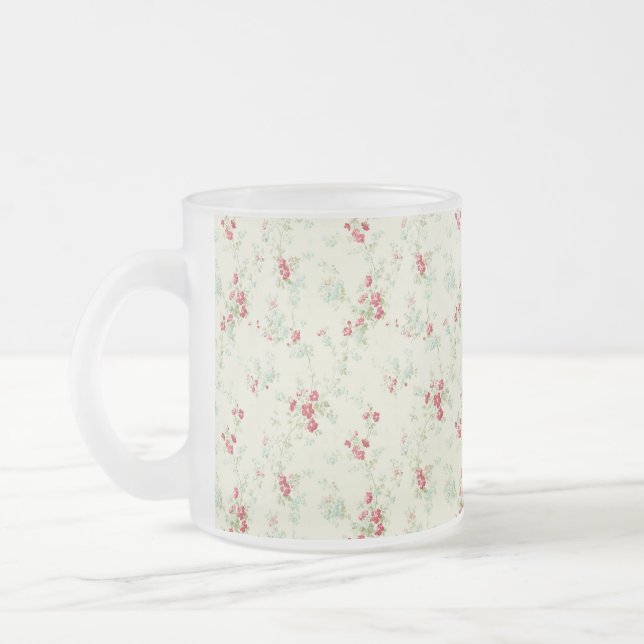 Taza De Cristal Esmerilado Flores chic de Shabby (Izquierda)