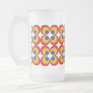 Taza De Cristal Esmerilado Flores de Arcoíris Alucinantes