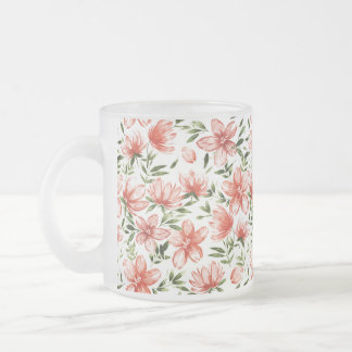 Taza De Cristal Esmerilado Flores de color de agua rojo