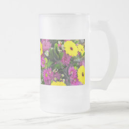 Taza De Cristal Esmerilado flores de color hermosas