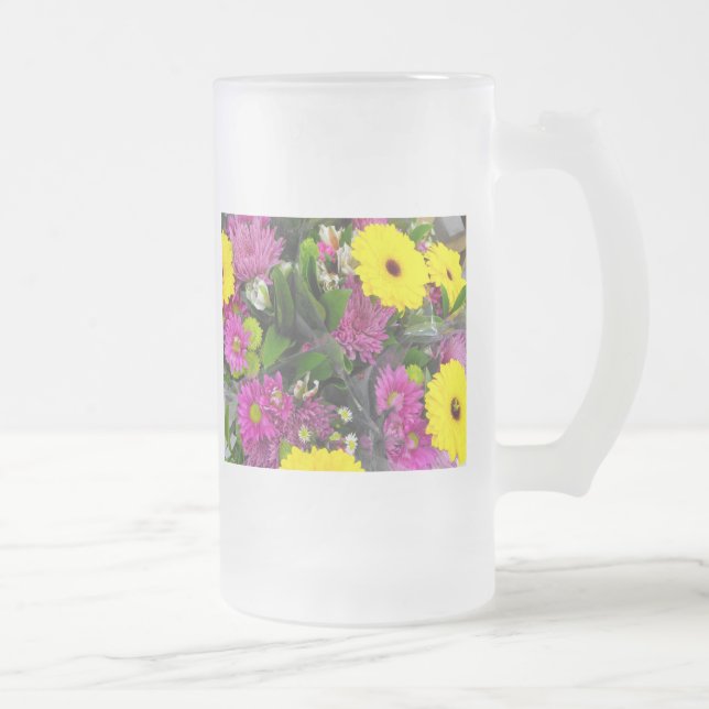 Taza De Cristal Esmerilado flores de color hermosas (Derecha)