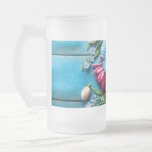 Taza De Cristal Esmerilado Flores de colores
