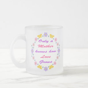 Taza De Cristal Esmerilado Flores de Día de la Madre y mariposas