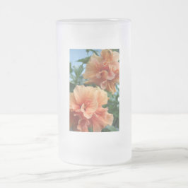 Taza De Cristal Esmerilado Flores de Hibiscus naranja Hawaiian