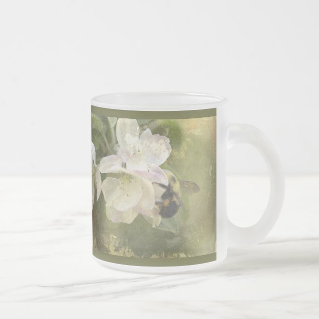 Taza De Cristal Esmerilado Flores de manzana y abejorros (Derecha)