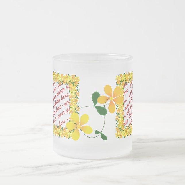 Taza De Cristal Esmerilado Flores de marco Naranja y amarillo (Centro)