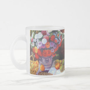 Taza De Cristal Esmerilado Flores de mono y fruta