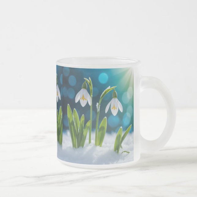Taza De Cristal Esmerilado Flores de nieve (Derecha)