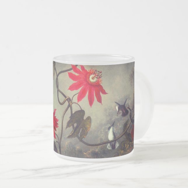 Taza De Cristal Esmerilado Flores de pasión con cabeza de Hummingbirds (Anverso derecho)