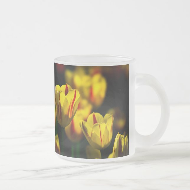 Taza De Cristal Esmerilado Flores de tulipán amarillas (Derecha)