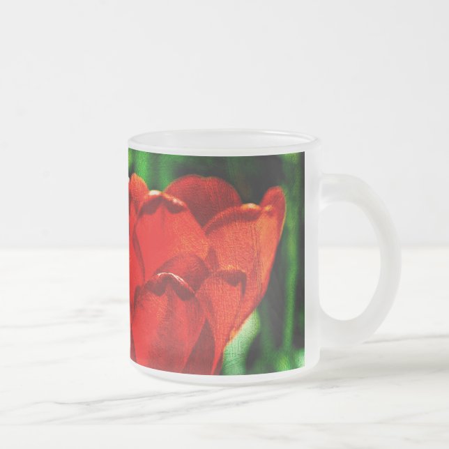 Taza De Cristal Esmerilado Flores de tulipán rojas (Derecha)
