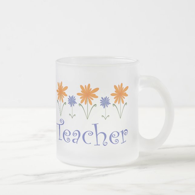 Taza De Cristal Esmerilado Flores del regalo del profesor (Derecha)