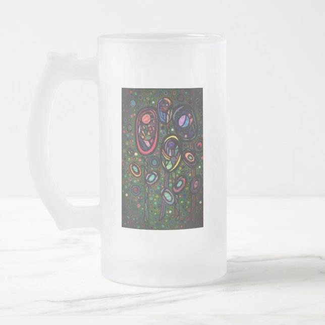 Taza De Cristal Esmerilado Flores estampadas (Izquierda)