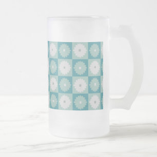 Taza De Cristal Esmerilado Flores geométricas modernas de mediados del siglo