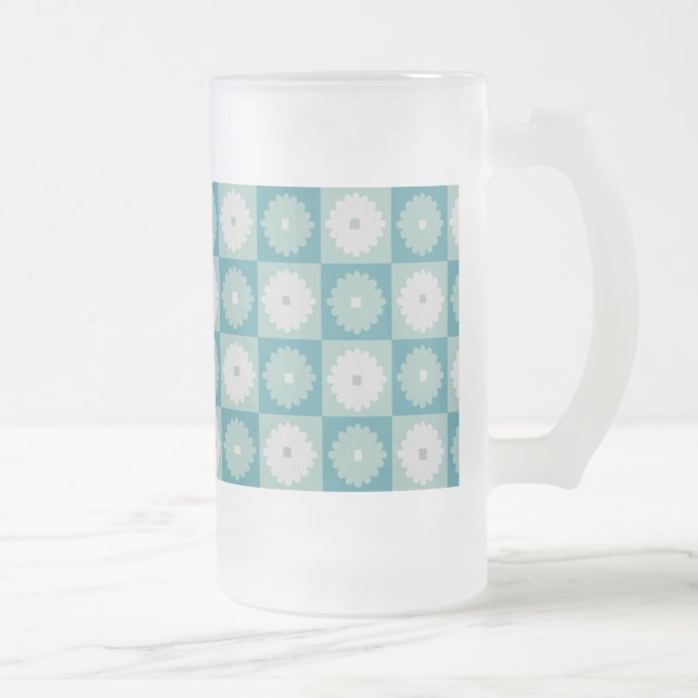 Taza De Cristal Esmerilado Flores geométricas modernas de mediados del siglo (Derecha)