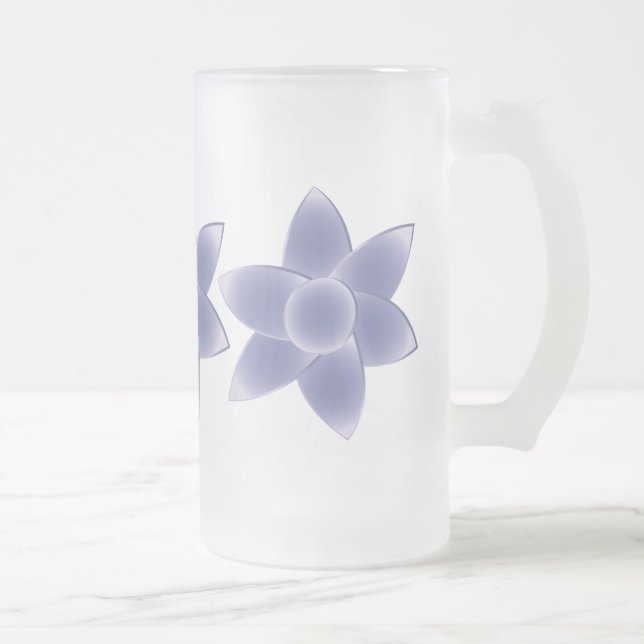 Taza De Cristal Esmerilado Flores moradas (Derecha)
