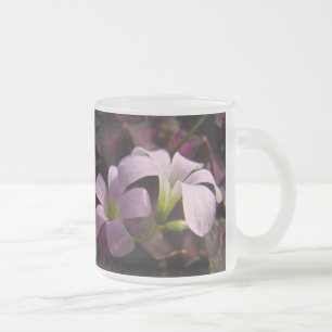 Taza De Cristal Esmerilado Flores moradas de Oxalis