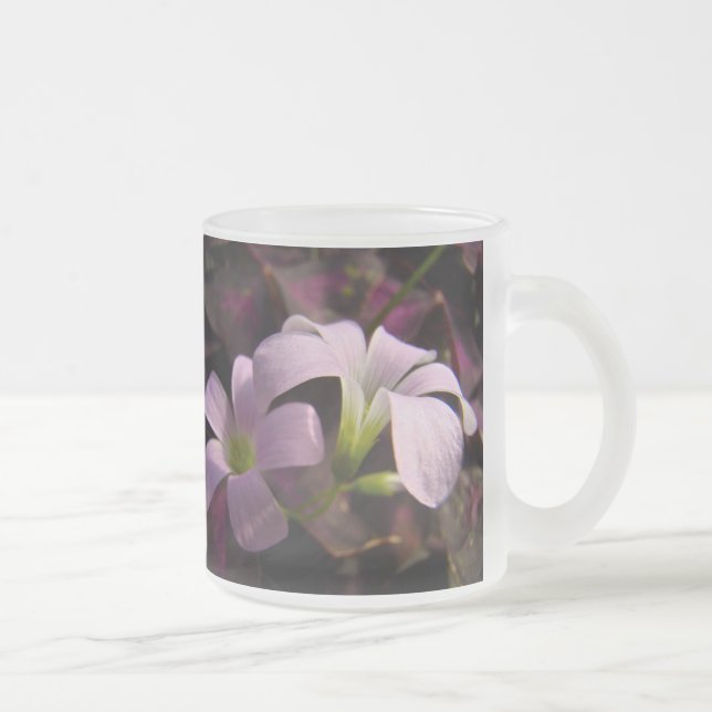 Taza De Cristal Esmerilado Flores moradas de Oxalis (Derecha)