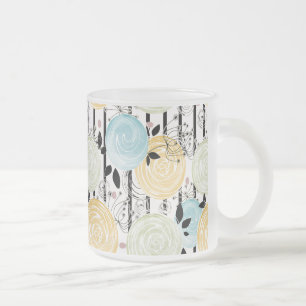 Taza De Cristal Esmerilado Flores retro, abstractas