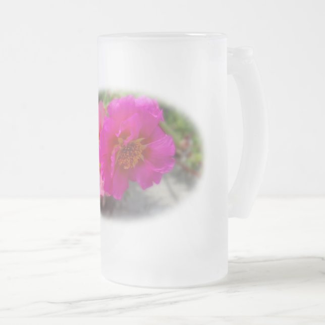 Taza De Cristal Esmerilado Flores rosas al sol (Anverso derecho)