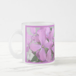 Taza De Cristal Esmerilado Flores violetas de vidrio escarchado