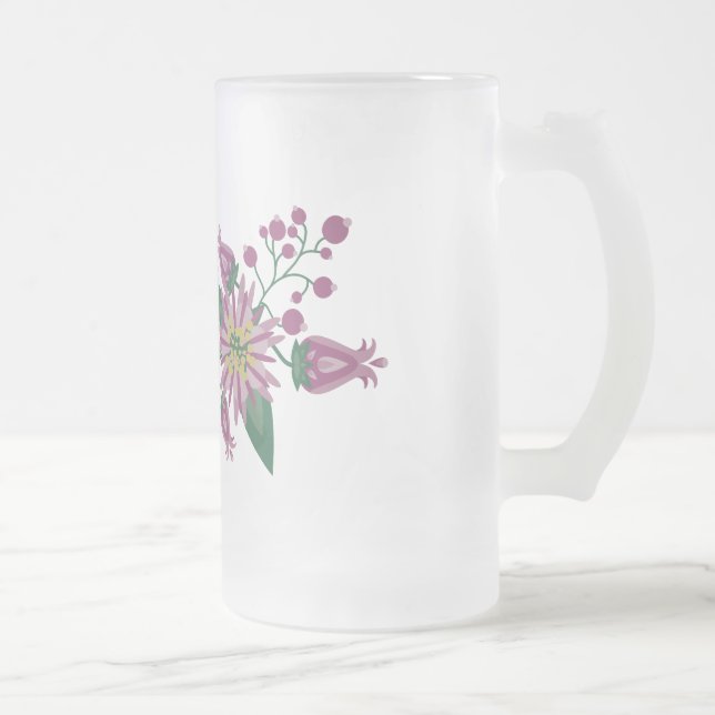 Taza De Cristal Esmerilado Flores y niebla de bayas (Derecha)