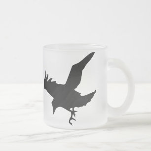 Taza De Cristal Esmerilado Flying Raven Silhouette Frost Glass Mug
