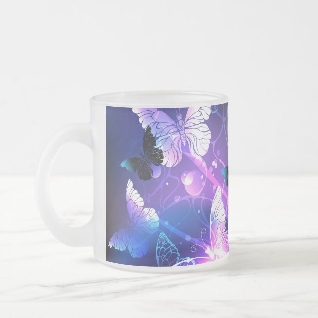 Taza De Cristal Esmerilado Fondo con mariposas nocturnas (Izquierda)