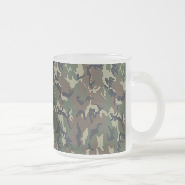 Taza De Cristal Esmerilado Fondo de Camuflaje Forestal Militar (Derecha)